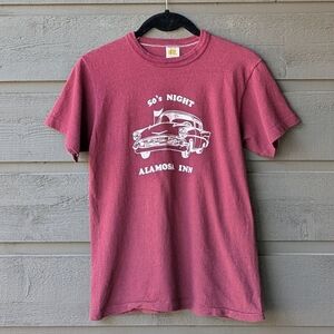 VTG 70s Russell Athletic Burgundy Red 50's Night Alamosa Inn T-Shirt Vintage Car